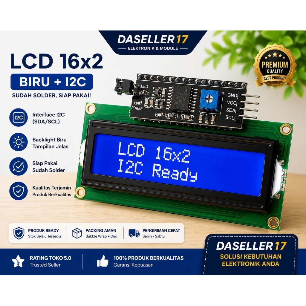 บัดกรี lcd i2c 1602 สีน้ําเงิน 16x2 จอสีน้ําเงิน + i2c