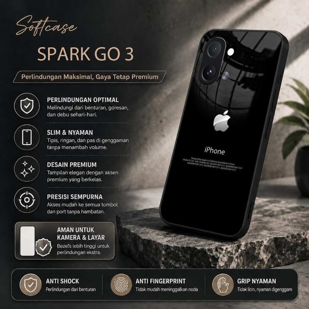 Softcase Glass Glitter สําหรับ Tekno Spark Go 3 - ปลอก Hp Tekno Spark Go 3 - เคสป้องกัน Hp Tekno Spa