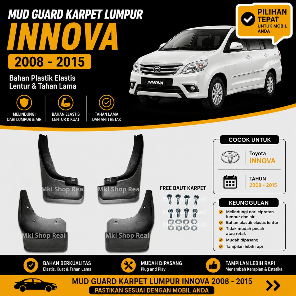 กันโคลน Innova 2005 - 2015 Elastic Complete Front Rear