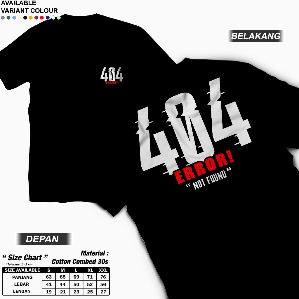 เสื้อยืด 404 ERROR NOT FOUND Original High Premium Quality Unisex