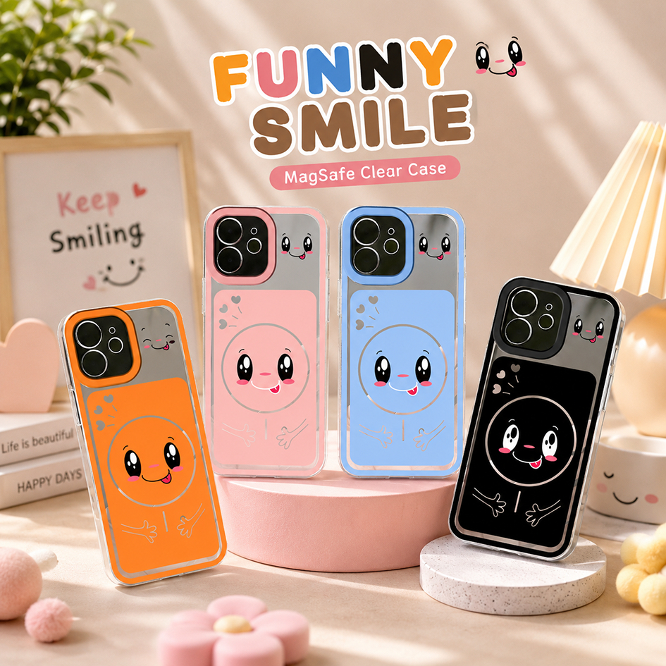 HP Funny Smile MagSafe เคสใสสําหรับ TECNO POVA 7 4G 5G - POVA 7 ULTRA - POVA 7 CURVE - POVA CURVE - 
