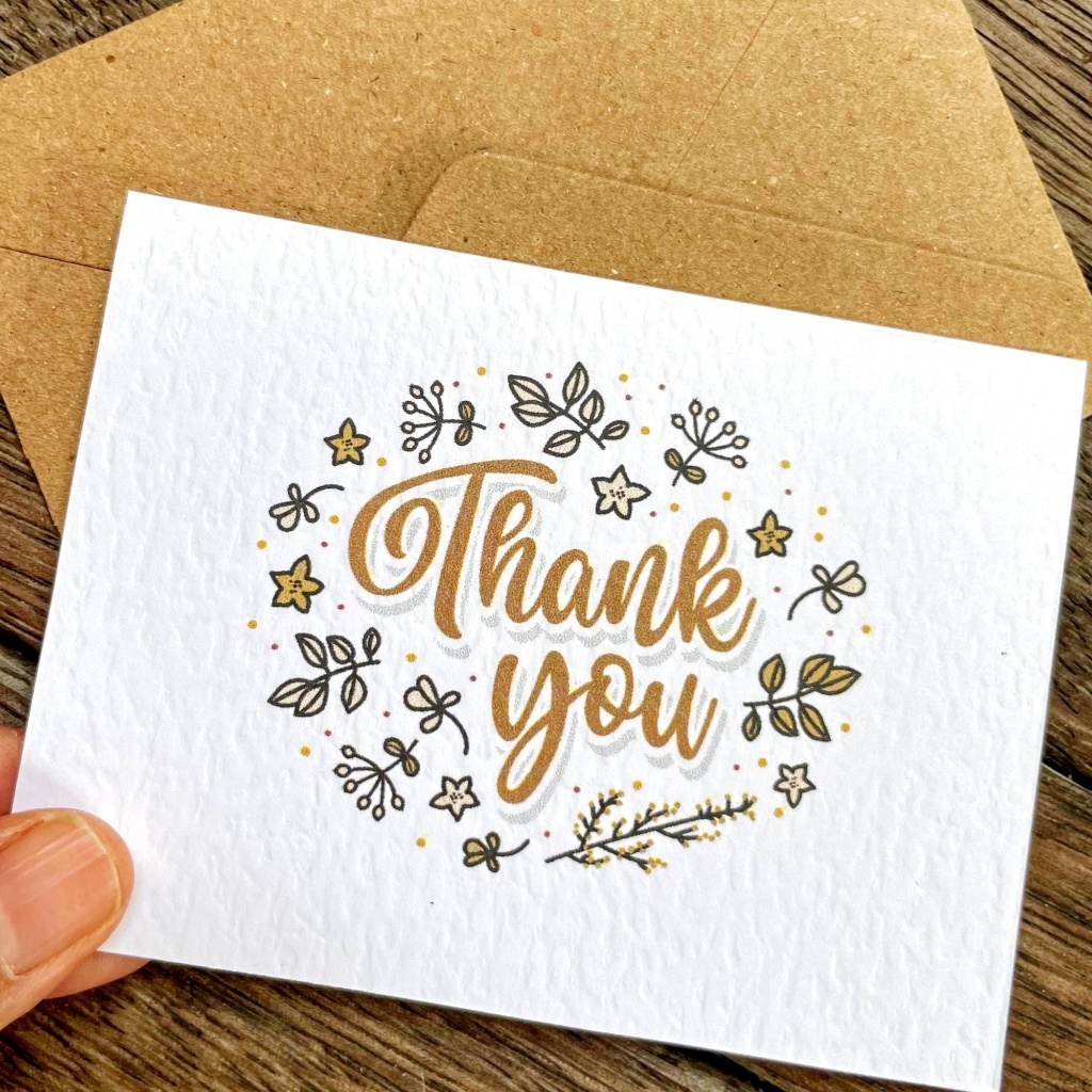 1 PACK MINI Thank You Card Plain Blank Thank You Blank Greeting Card & ซองจดหมาย