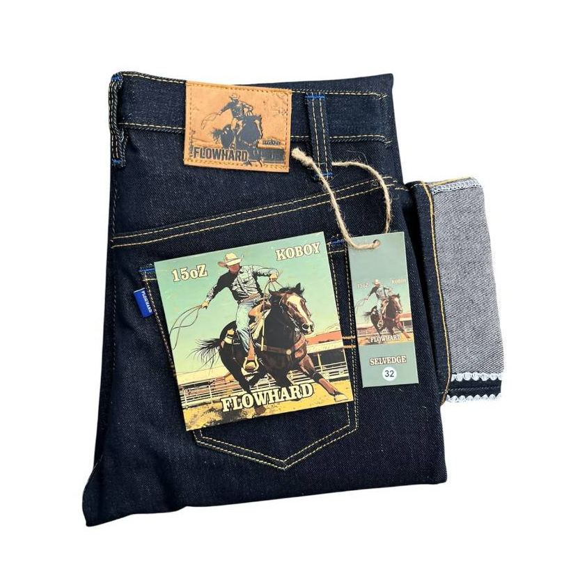 DENIM FLOWHARD 15oz ใบรับรอง SANFORIZE SELVEDGE | DENIM PANTS สําหรับเด็กและผู้ใหญ่ | กางเกงเดนิม SE