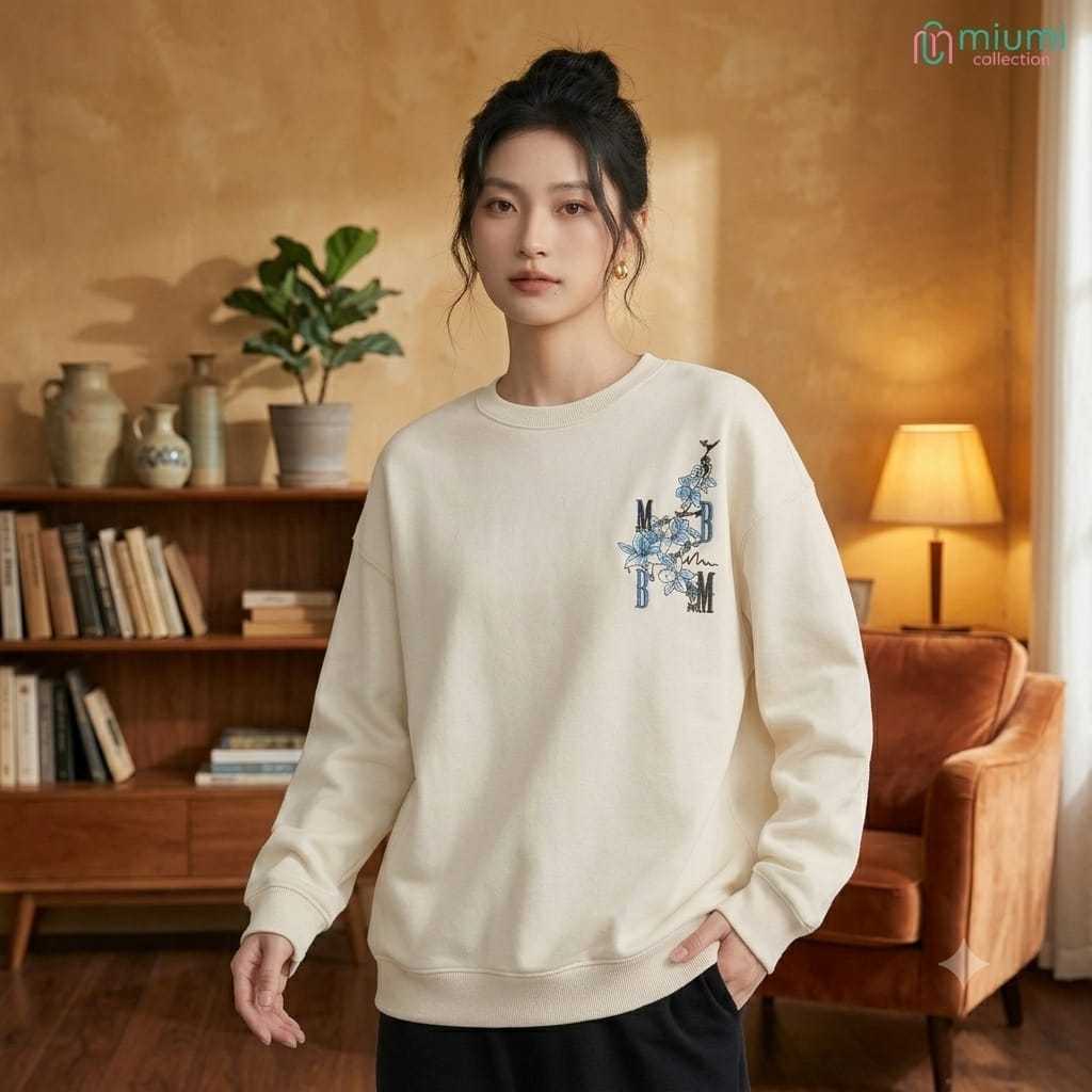 เสื้อกันหนาวโอเวอร์ไซส์เกาหลี เสื้อกันหนาวผ้าฝ้ายพรีเมี่ยม Miumi Collection