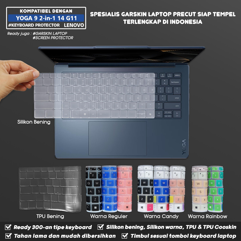 ฝาครอบแป้นพิมพ์เข้ากันได้กับ Lenovo Yoga 9 9i-14 2-in-1 14IPH11 Aura Edition Gen 11 Tpu ซิลิโคนใส