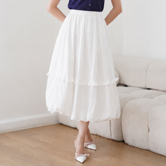 MKY CLOTHING HYESOO MIDI SKIRT RUFFLE RUBBER WAIST