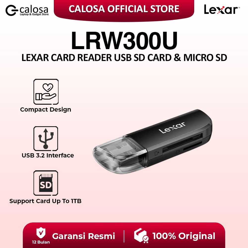 LEXAR LRW300U Micro SD & SD Card Dual Slot Card Reader USB 3.2 Gen 1 MicroSD ความเร็วสูงสุด 104 MB/S