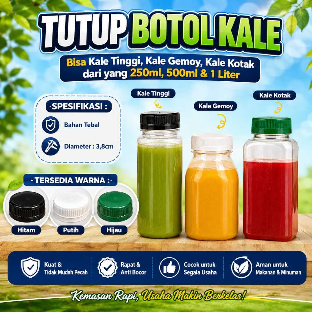 Kale Bottle Cap เส้นผ่านศูนย์กลาง 3.8 ซม. สําหรับ Kale Tall Gemoy Box 250ml 500ml 1 ลิตร