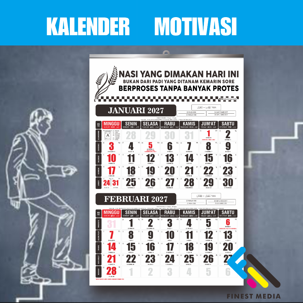 PROCESSED MOTIVATIONAL WALL CALENDAR WITH PROTES - AESTHETIC WALL CALENDAR