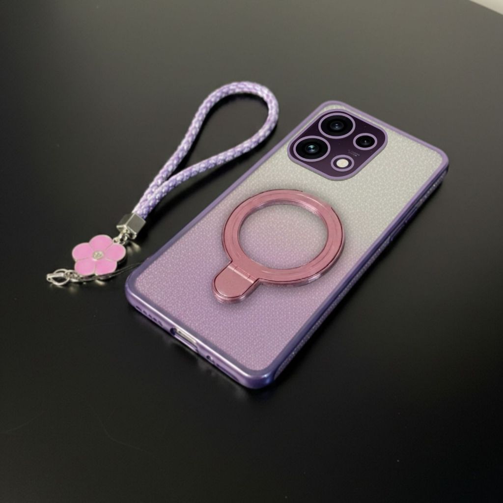 Oppo Reno 16F / 16 5G แหวนแวววาวหรูหราเคส Magsafe ฟรีเชือกเส้นเล็กดอกไม้