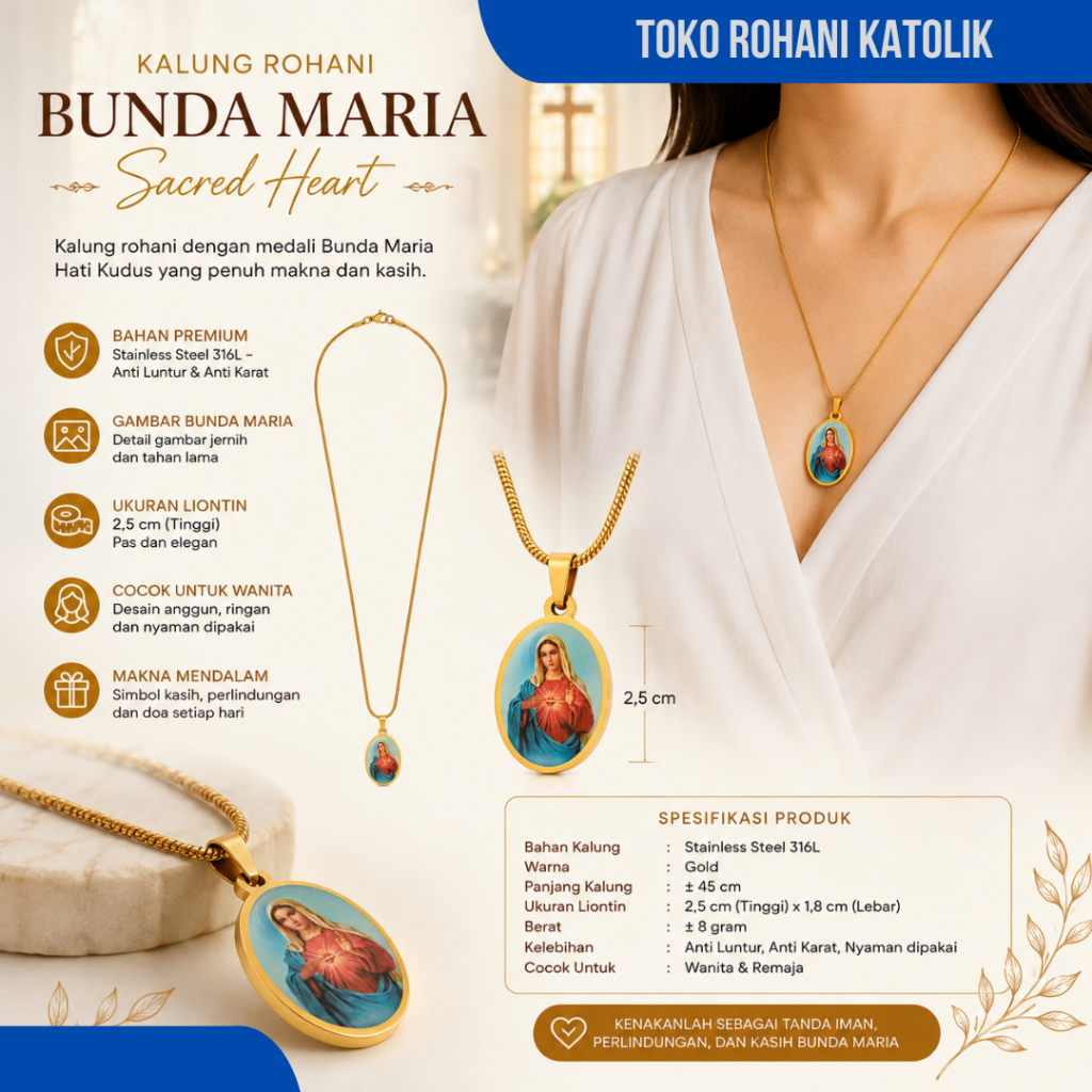 MARIA PENDANT NECKLACE / CATHOLIC SPIRITUAL NECKLACE / CATHOLIC SPIRITUAL SHOP / ROSARY NECKLACE