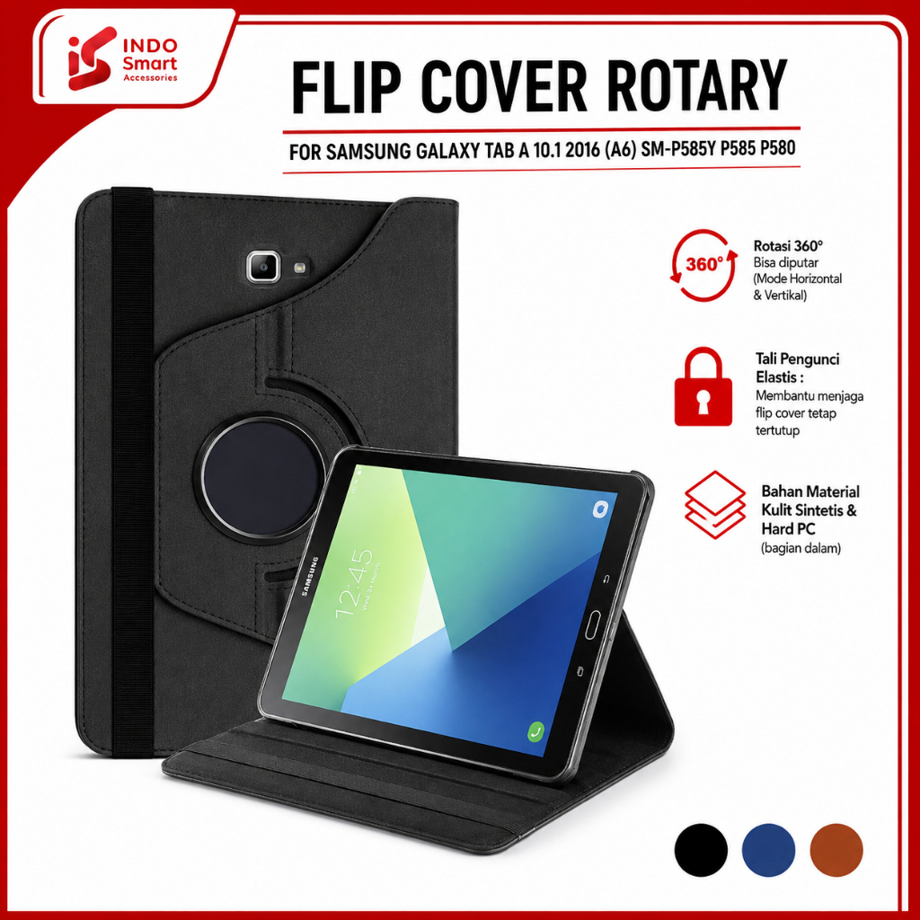 Samsung Tab A6 10.1 นิ้ว 2016 P585Y P585 P580 Rotary Flip Cover Casing Standing Tablet Case