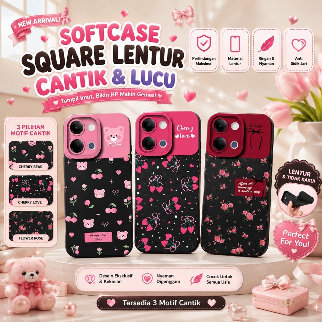 Cherry Motif HP Softcase สําหรับ IPHONE X/XS XR IP 16 IP 17 [IP-5] IP 11 PRO MAX IP 12 PRO MAX IP 13