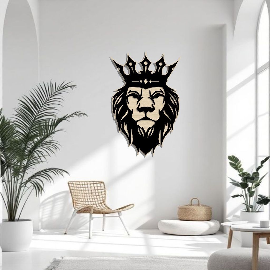 KING LION/SINGA ตกแต่งผนัง Cool Lion Head Motif-Forest-KING LION-Crown