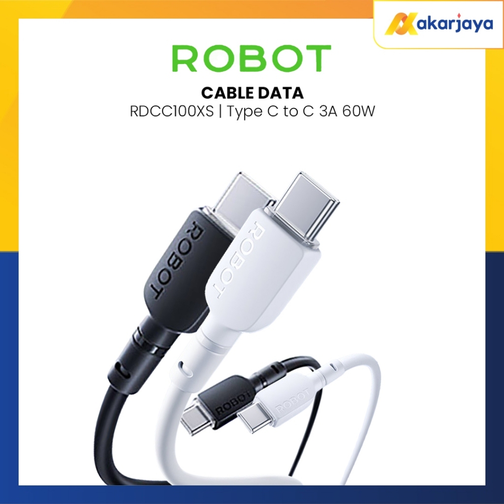 ROBOT RDCC100XS Type C ถึง Type C สายเคเบิลข้อมูล 60W 100 ซม. สายชาร์จเร็ว USB C PD