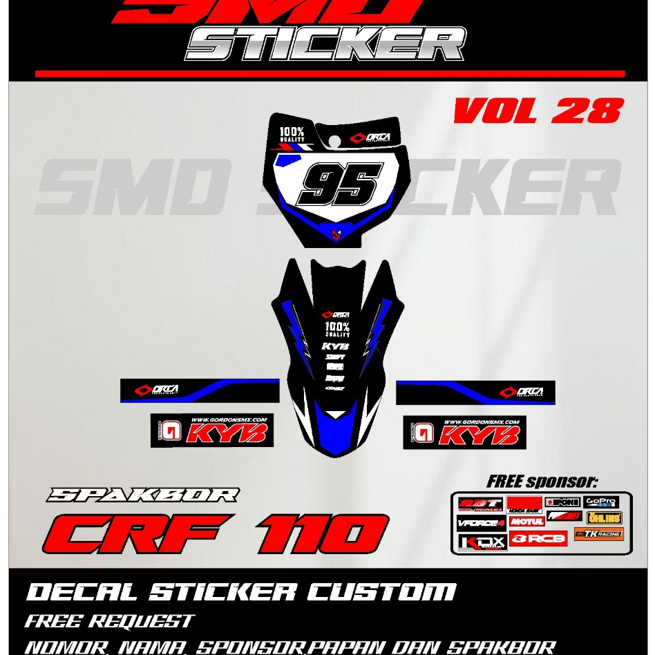 DECAL STICKER NUMBER PLATE KTM SPAKBOR CRF 110 ใหม่ล่าสุด MOST VIRAL STICKER SMD vol 28