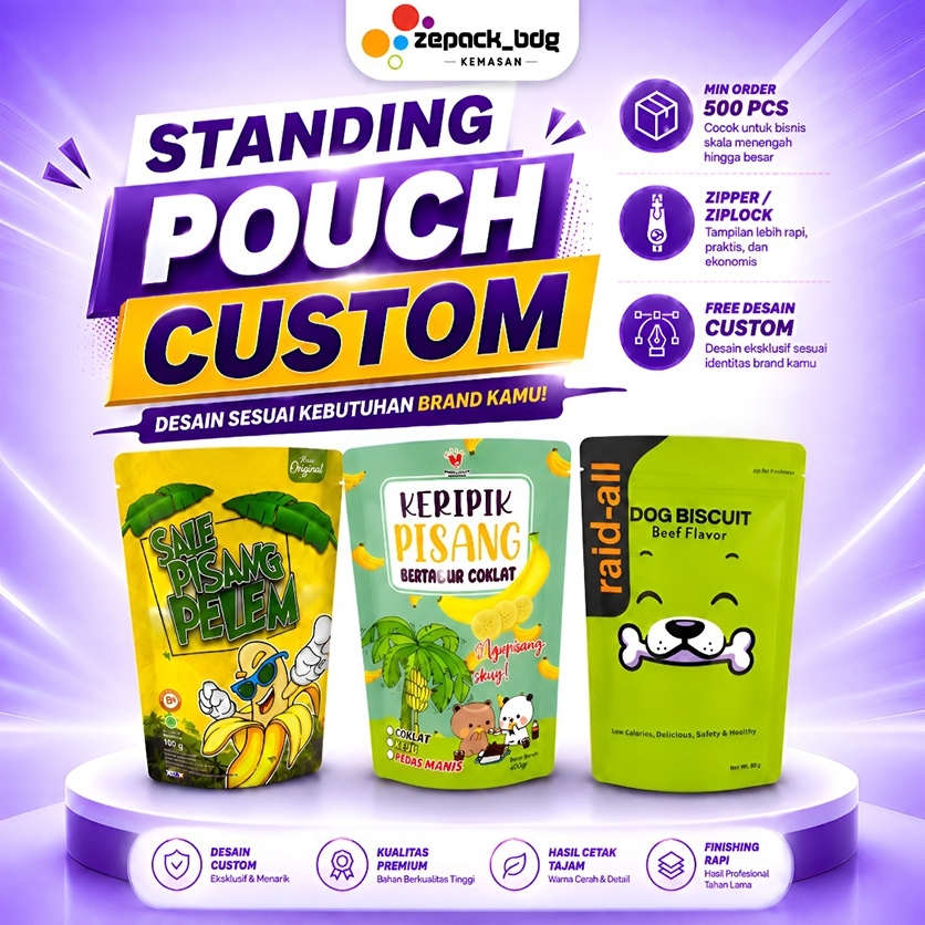 500 ชิ้น - กระเป๋าออกแบบเองพร้อม ZIPLOCK/ZPPER FOOD PACKAGING PRINTED FULL PRINTING PACKAGING