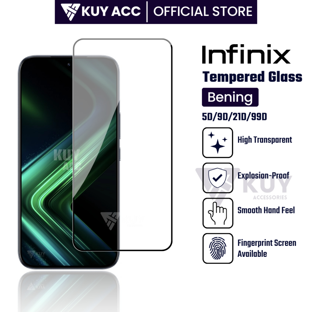 LAYAR KUY - กระจกนิรภัยแบบเต็มหน้าจอ 5D Infinix GT 50 Pro GT 20 Pro GT 10 Pro S5 S5 Lite S5 Pro S4 X