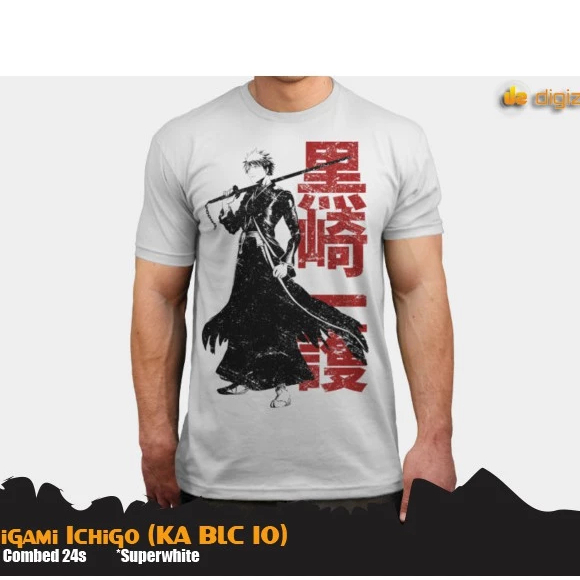 Bleach Kurosaki Ichigo Bankai Shinigami KA BLC 10 เสื้อยืดอนิเมะ
