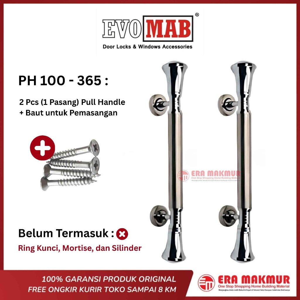 EVOMAB - MPHD-PH100.365-SS Pull Handle Modern Elegant 35 cm Stainless Steel / Satin MPHD – PH 100 36