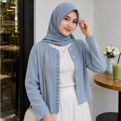 ORTWO FASHION - ZER CARDIGAN ALISE KNIT PLAIN FULL BUTTON MINIMALIST WOMENS OUTER / CORI CARDIGAN