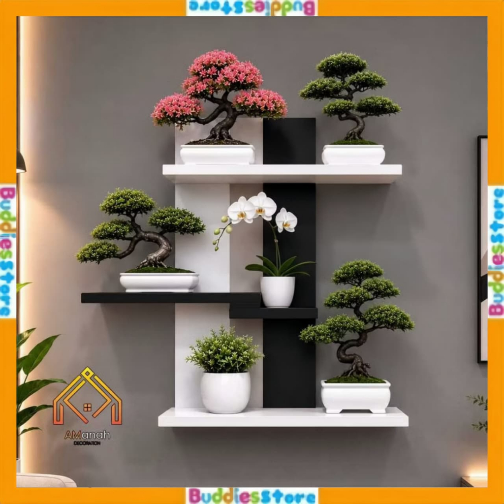 MINIMALIST WALL SHELF CODE RKA019 - MULTIPURPOSE WOODEN DISPLAY SHELF - SPACE-SAVIING DECORATIVE SHE