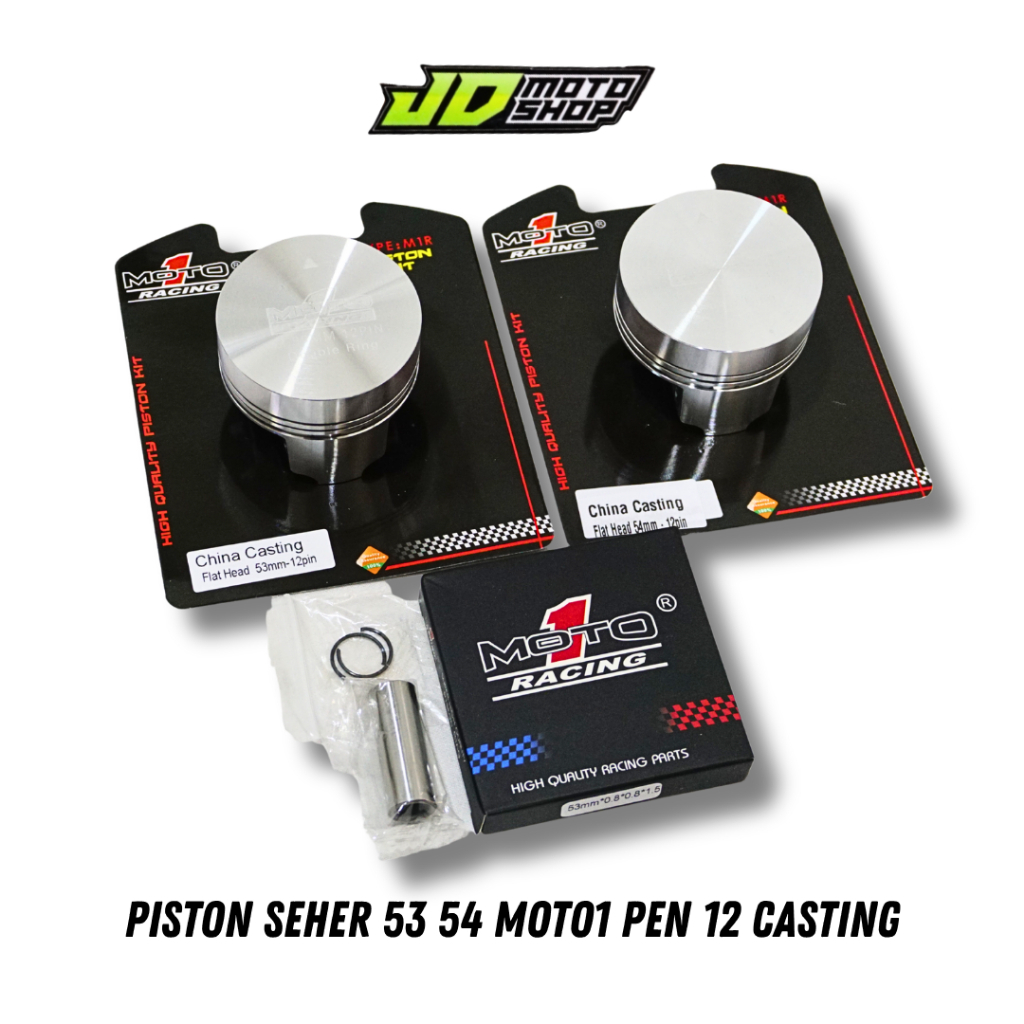 PISTON 52 53 54 ปากกา 12 MOTO1 RACING SEHER BORE UP GENIO SEHER 52 53 54 MOTO 1 RACING CASTING MATER