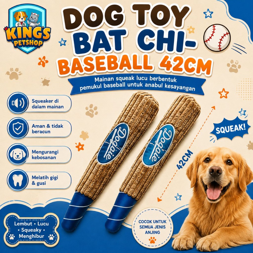 DOG TOY BAT CHI - 42CM BASEBALL-SHAPED DOLL ของเล่นสําหรับสุนัข