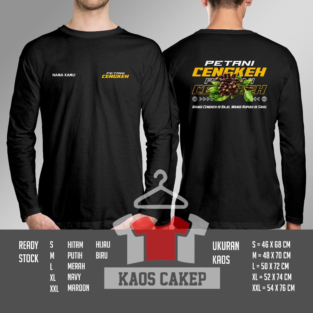 Rupiah Fragrant Clove Farmer เสื้อยืดบนกระเป๋า Streetwear ชื่อฟรีสกรีนการพิมพ์แขนยาว Distro เสื้อ
