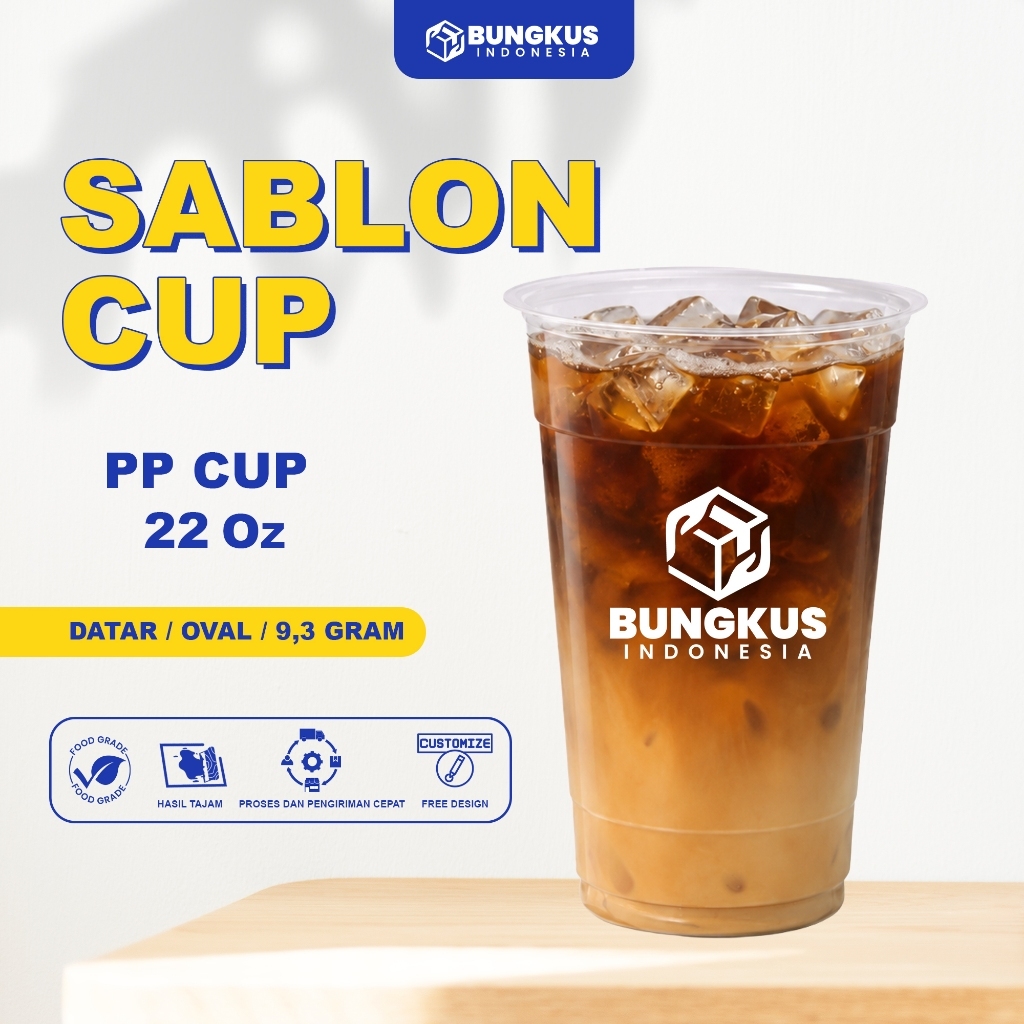 ถ้วยพลาสติกสกรีน (PP) 22 Oz FLAT / OVAL 8 Gram + LID
