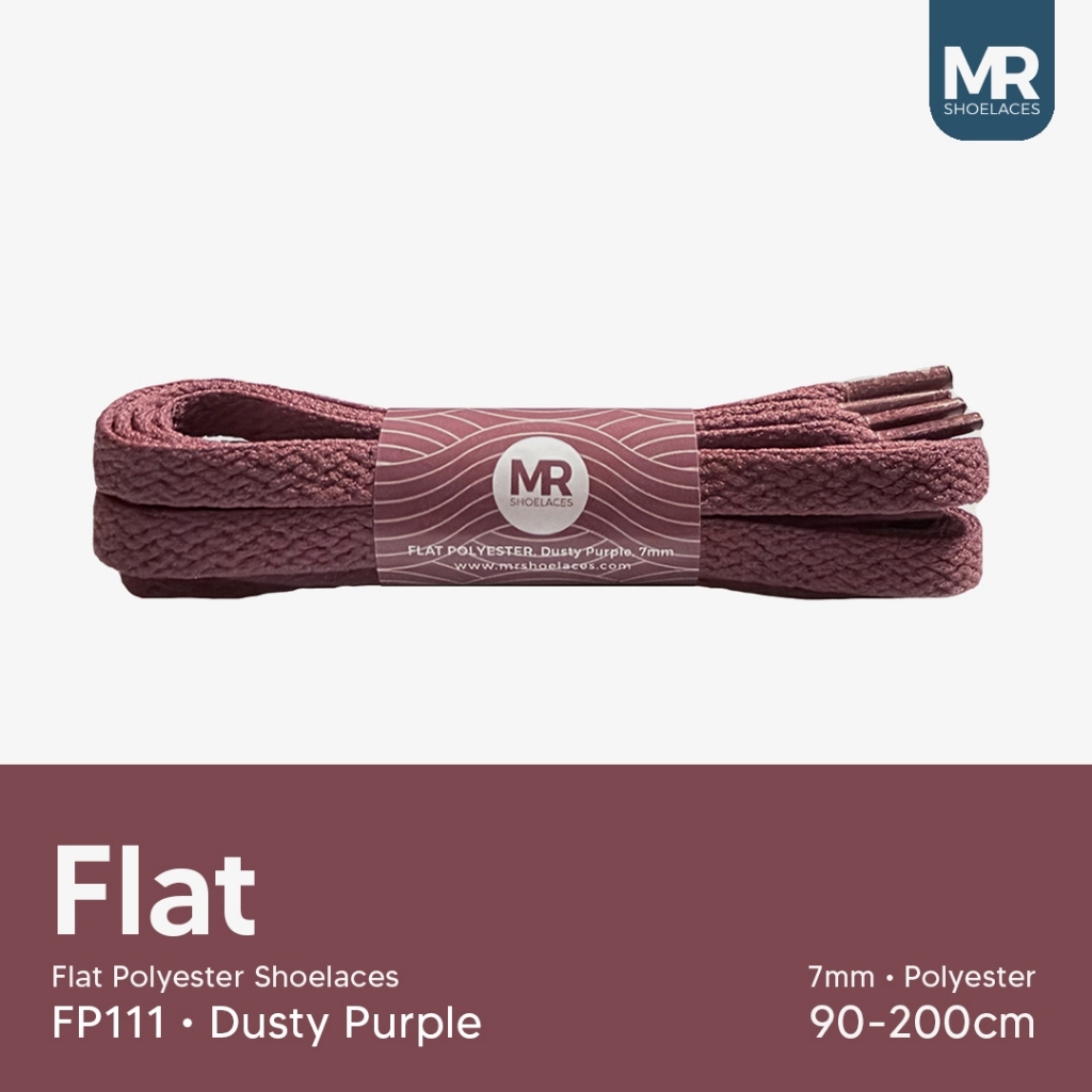 UNGU MR Shoelaces FP111 Dusty Purple (Dusty Purple) เชือกผูกรองเท้าโพลีเอสเตอร์แบน 7mm 80cm 90cm 100