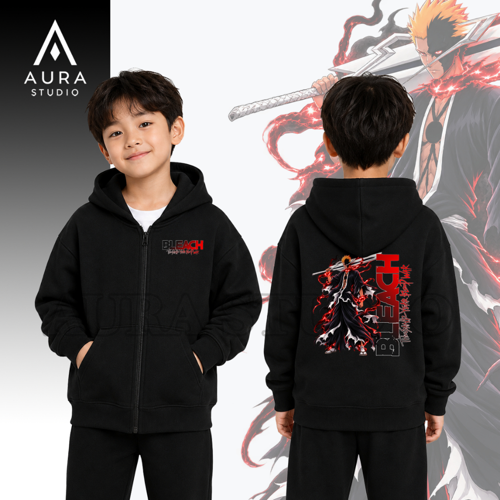 Bleach Ichigo Blood Chain Bankai Kids Zipper Hoodie Jacket Boys & Girls Premium Fleece