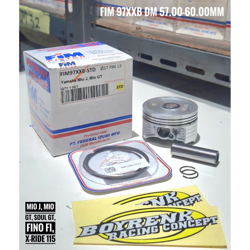 ชุดลูกสูบ FIM FIM97XXB STD Yamaha Mio J Mio GT DM 57 57.5 58 58.5 59 59.5 60 PIN 13 - BOYRENK