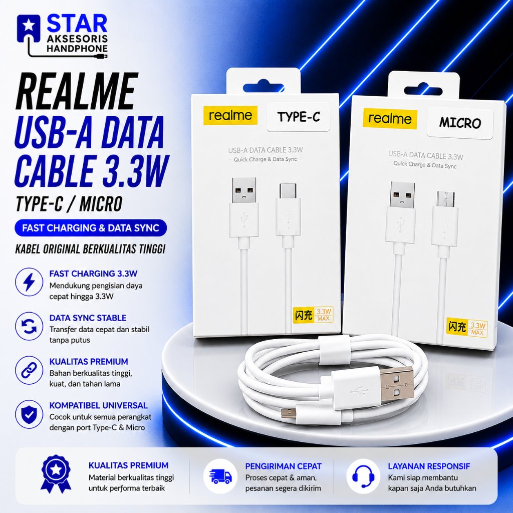 REALME KC5 33W TURBO SUPERVOOC สายชาร์จเร็ว USB เป็น MICRO / TYPE-C