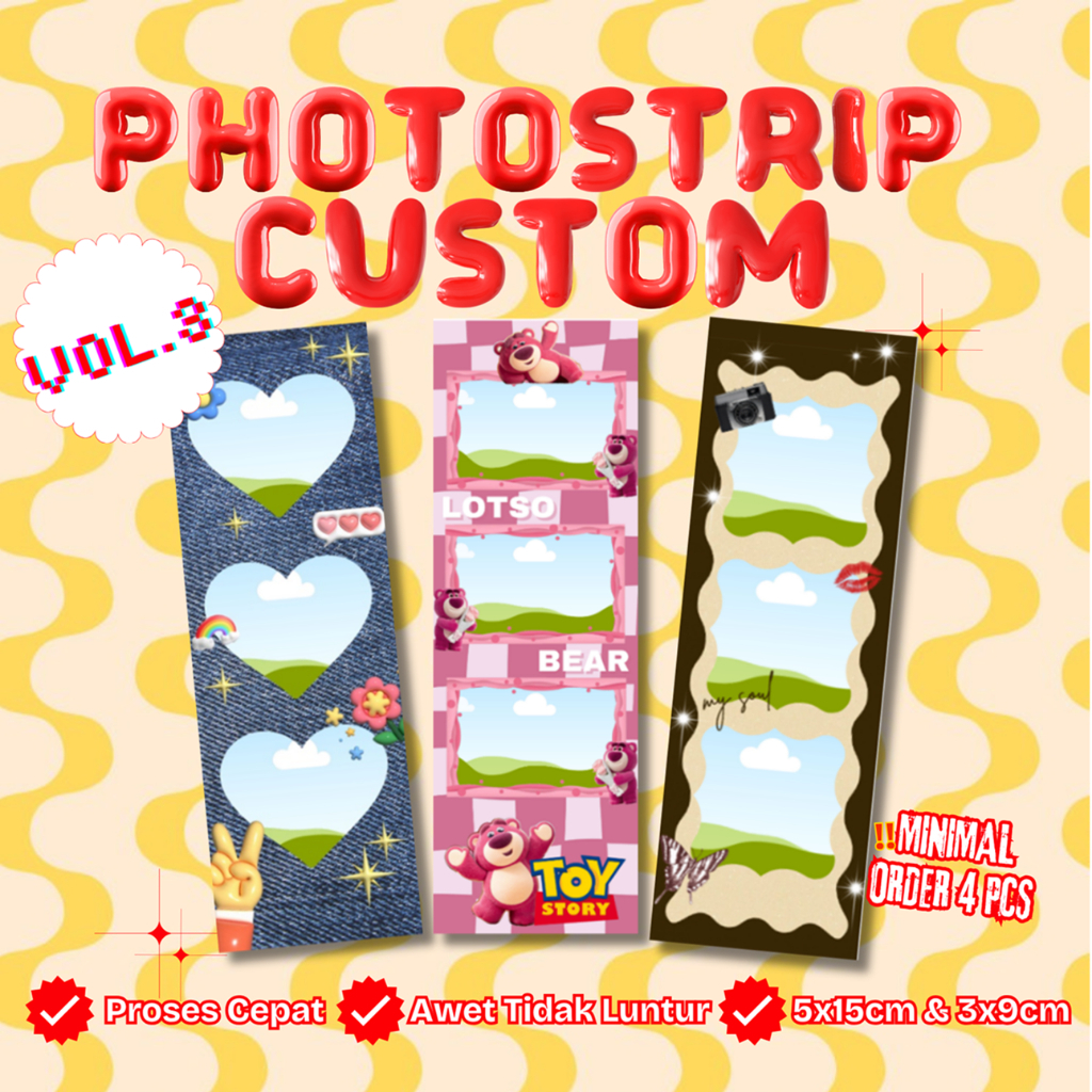[VOL.3] MINI PHOTOSTRIP TRUST STUDIOO 3x9 & 5x15 CUSTOM PHOTOSTRIP MANY COOL AESTHETIC DESIGNS
