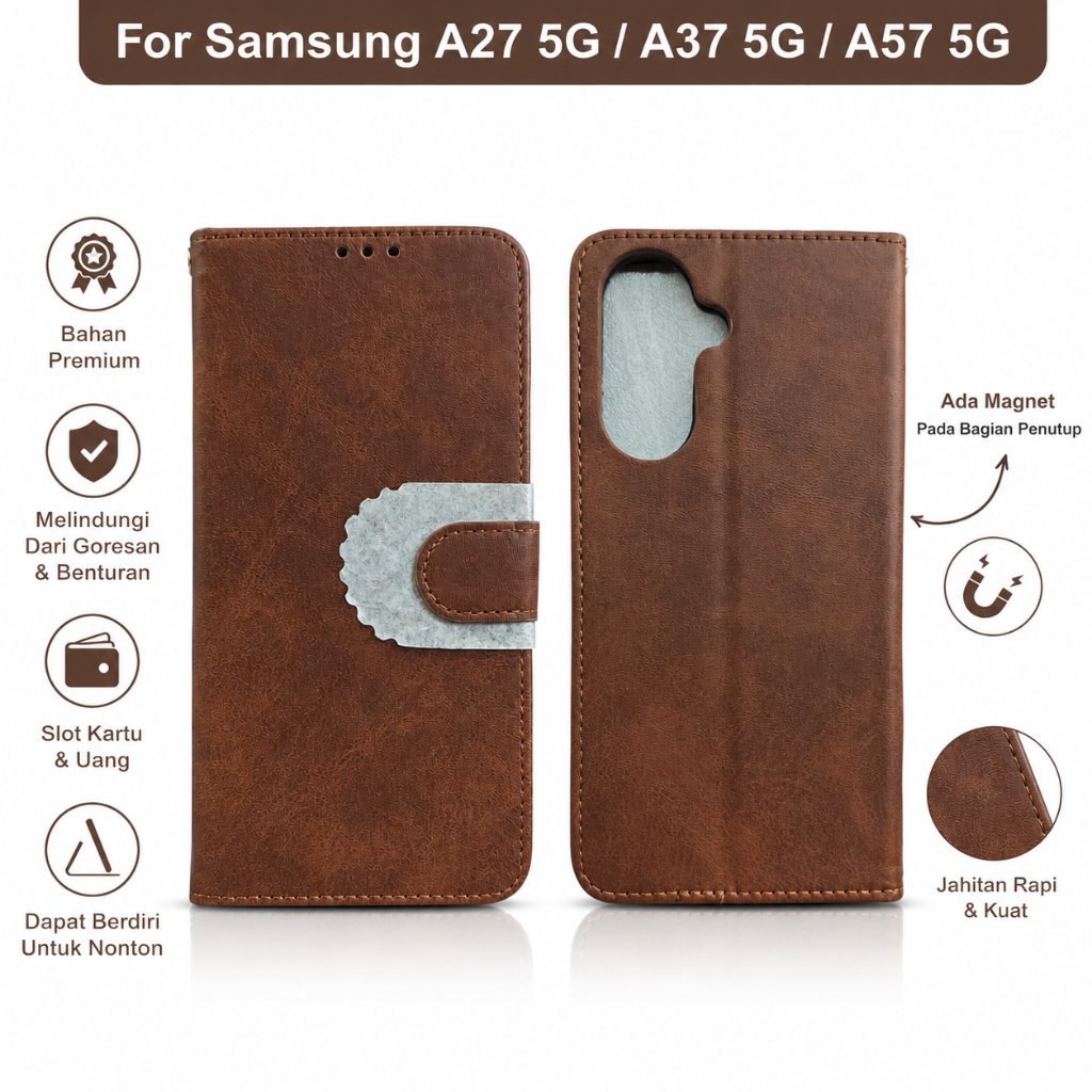 Flip Cover Leather Wallet Samsung A27 5G A37 5G A57 5G Case Wallet Premium Card Slot