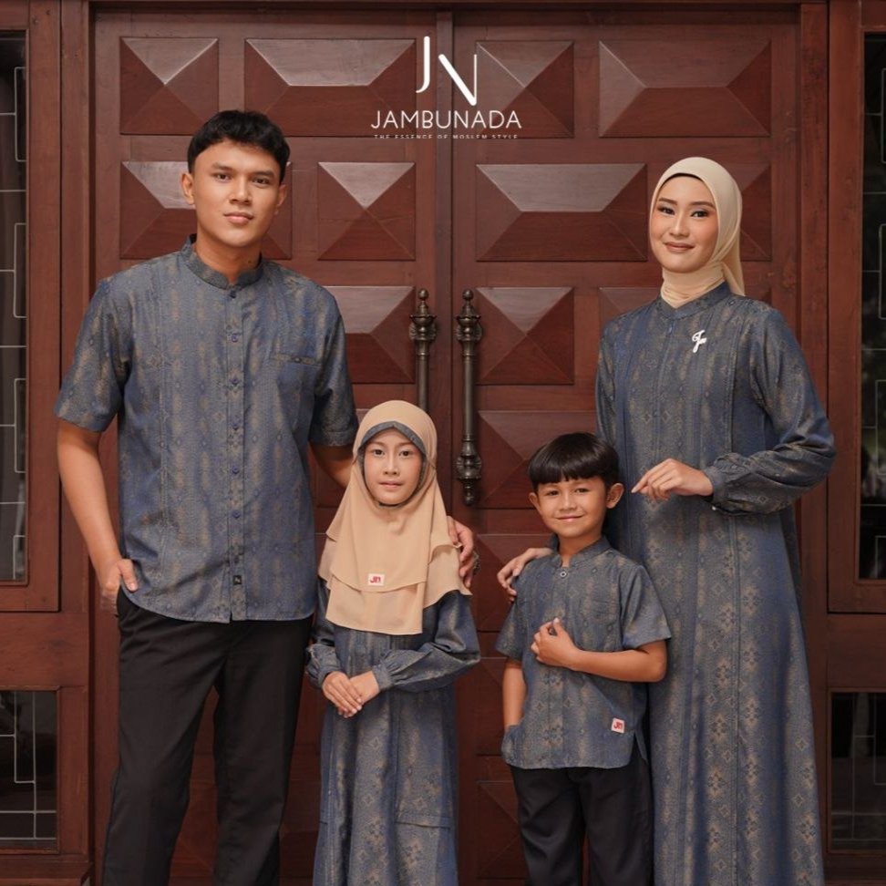 Jambunada - Sayla Sandya Golden Blue Jacquard Material Sarimbit Family 2027