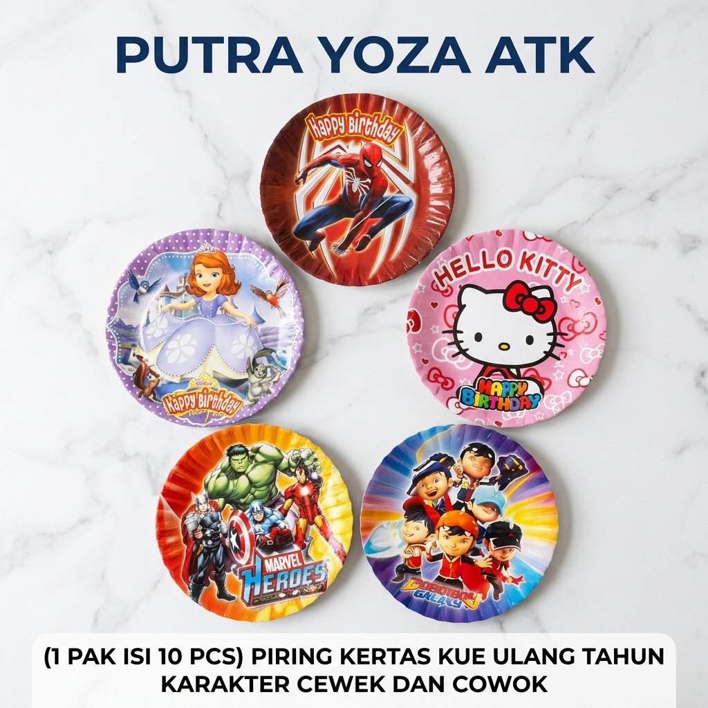 (1 แพ็ค CONTAINS 10 ชิ้น) CHARACTER BIRTHDAY CAKE PAPER PLATES สําหรับเด็กผู้หญิงและเด็กผู้ชาย