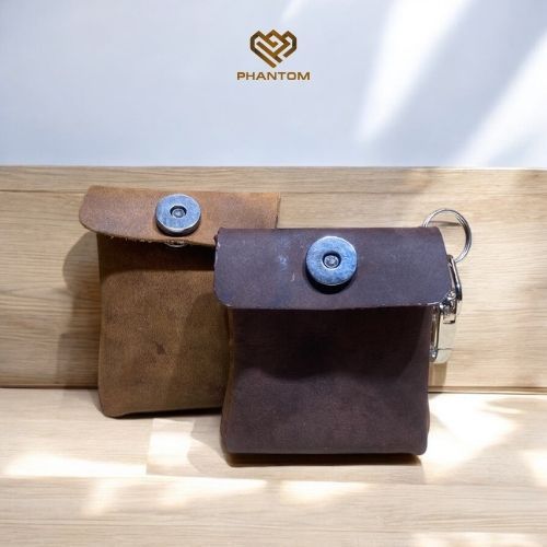 COIN WALLET - LEATHER POUCH WALLET - กระเป๋าหนังแบบแขวน EDC - COIN WALLET WITHOUT ZIPPER
