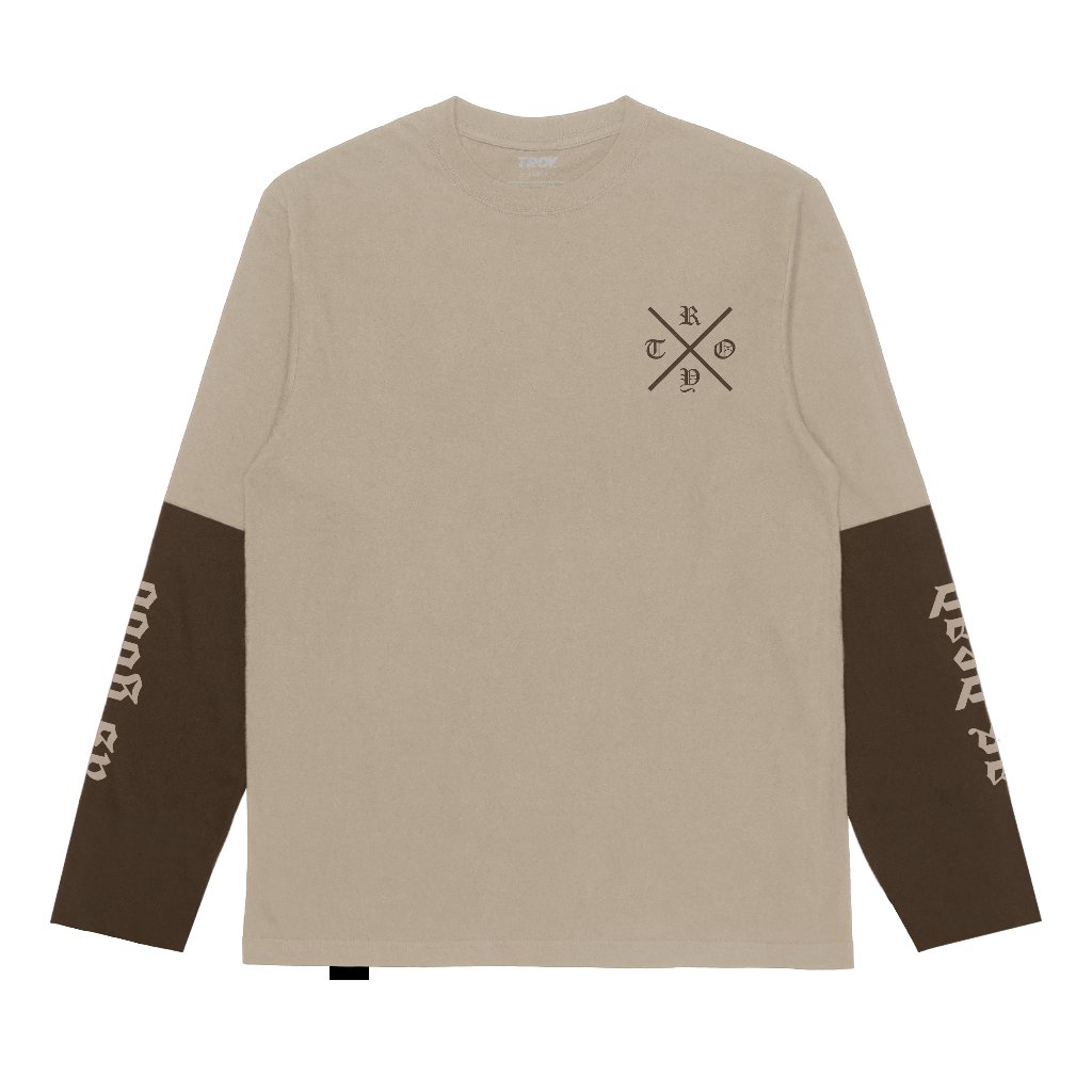 Troy Company Longsleeve Doublesleeve Beige Toffee Crossmark- Beige Toffee เสื้อยืดแขนยาว DSD 399