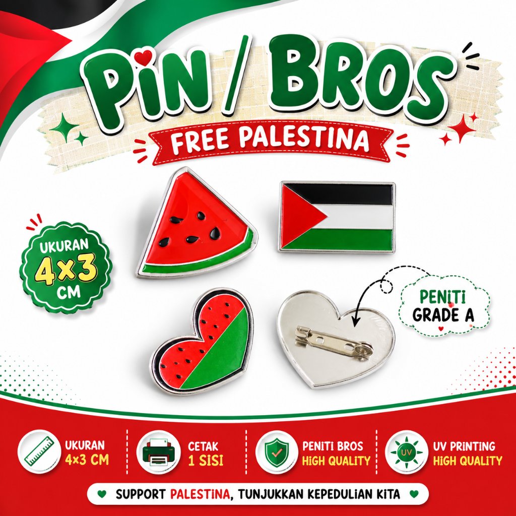 Palestine FLAG PIN / BROOCH / ฟรีปาเลสทีน / ปาเลสทีน / พินแตงโม / แตงโมปาเลสทีน / พินอะครีลิค
