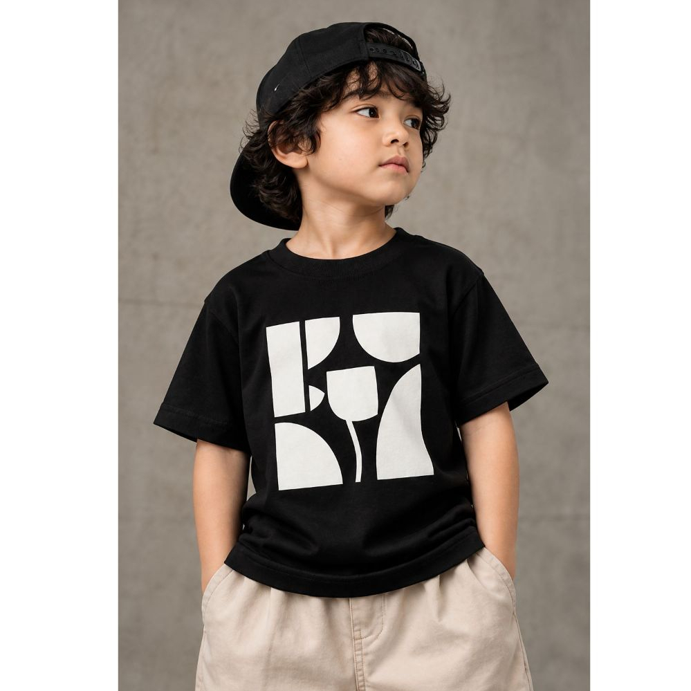เสื้อยืด Woozoo Tulip สําหรับผู้ชายและผู้หญิง - สีดํา