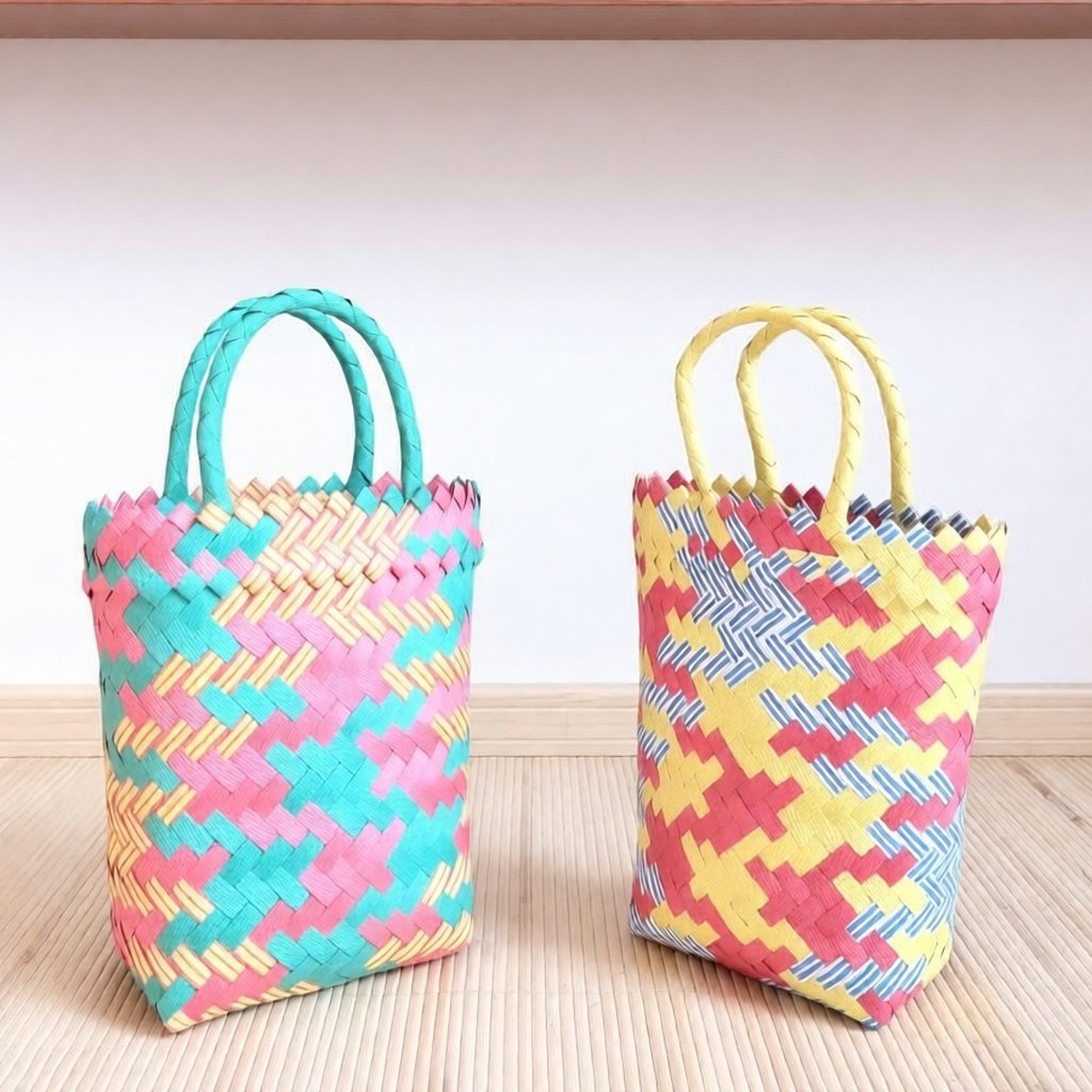 LONG WOVEN BAG/LONG WOVEN BASKET MIXED COLORS/HAMPERS BAG