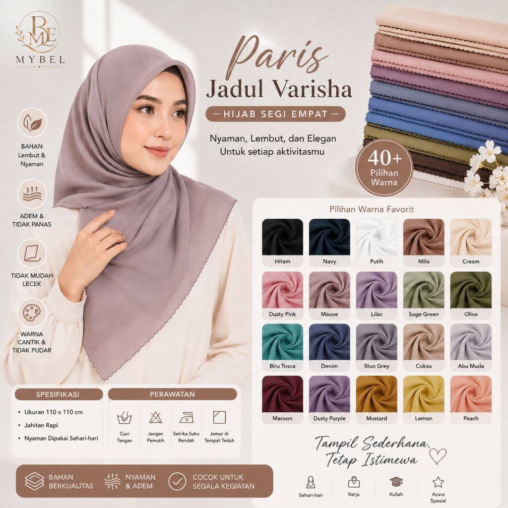 ต้นฉบับ VARISHA OLD SCHOOL PARIS SQUARE HIJAB / ต้นฉบับ VARISHA OLD SCHOOL PARIS SQUARE HIJAB / ต้นฉ