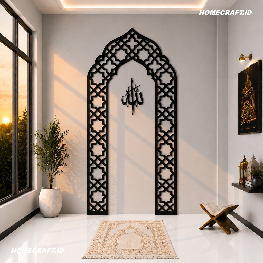 ห้องสวดมนต์ Mihrab มัสยิด Minimalist Home Wall ตกแต่งการประดิษฐ์ตัวอักษรของคํา Allah