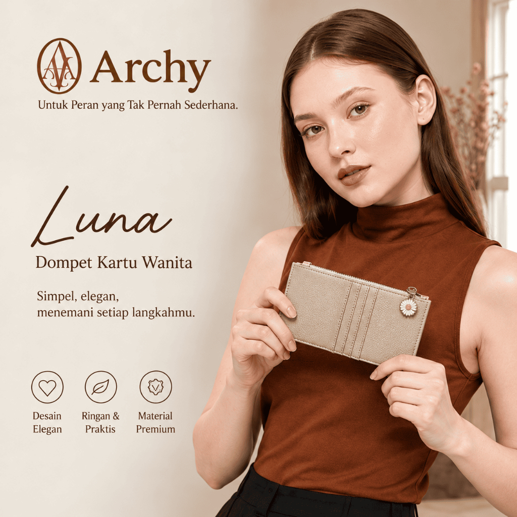 ARCHY LUNA Elegant Womens Wallet Long Card Wallet Zipper 4 Card Slots Outer + 3 Inner Slots