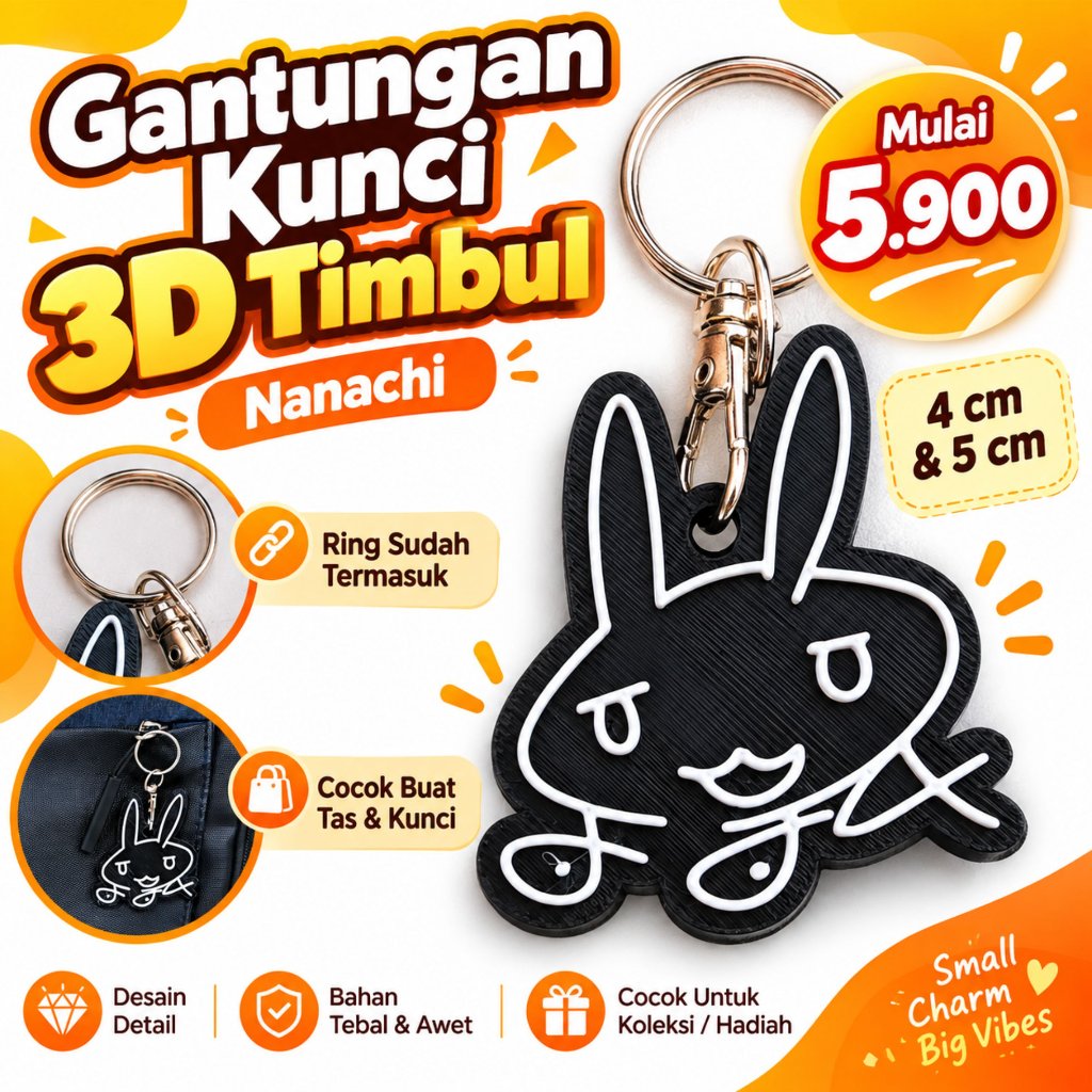 GANTUNGAN Nanachi พวงกุญแจ Made in Abyss 3D นูนพิมพ์พวงกุญแจอะนิเมะ 4 ซม.5 ซม.รถจักรยานยนต์กระเป๋าอุ