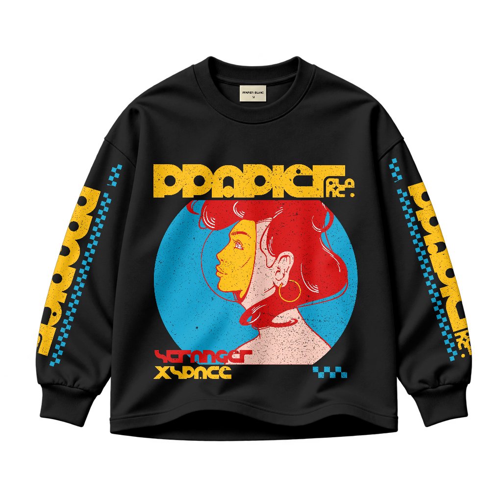 Ppapier Blanc Xspace Graphic - เสื้อยืดแขนยาวขนาดใหญ่ Unisex - Cotton Combed 20s