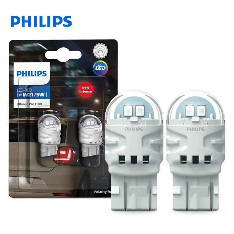 MERAH Original PHILIPS Ultinon Pro3100 W21/5W สีแดง T20 ไฟเบรค LED