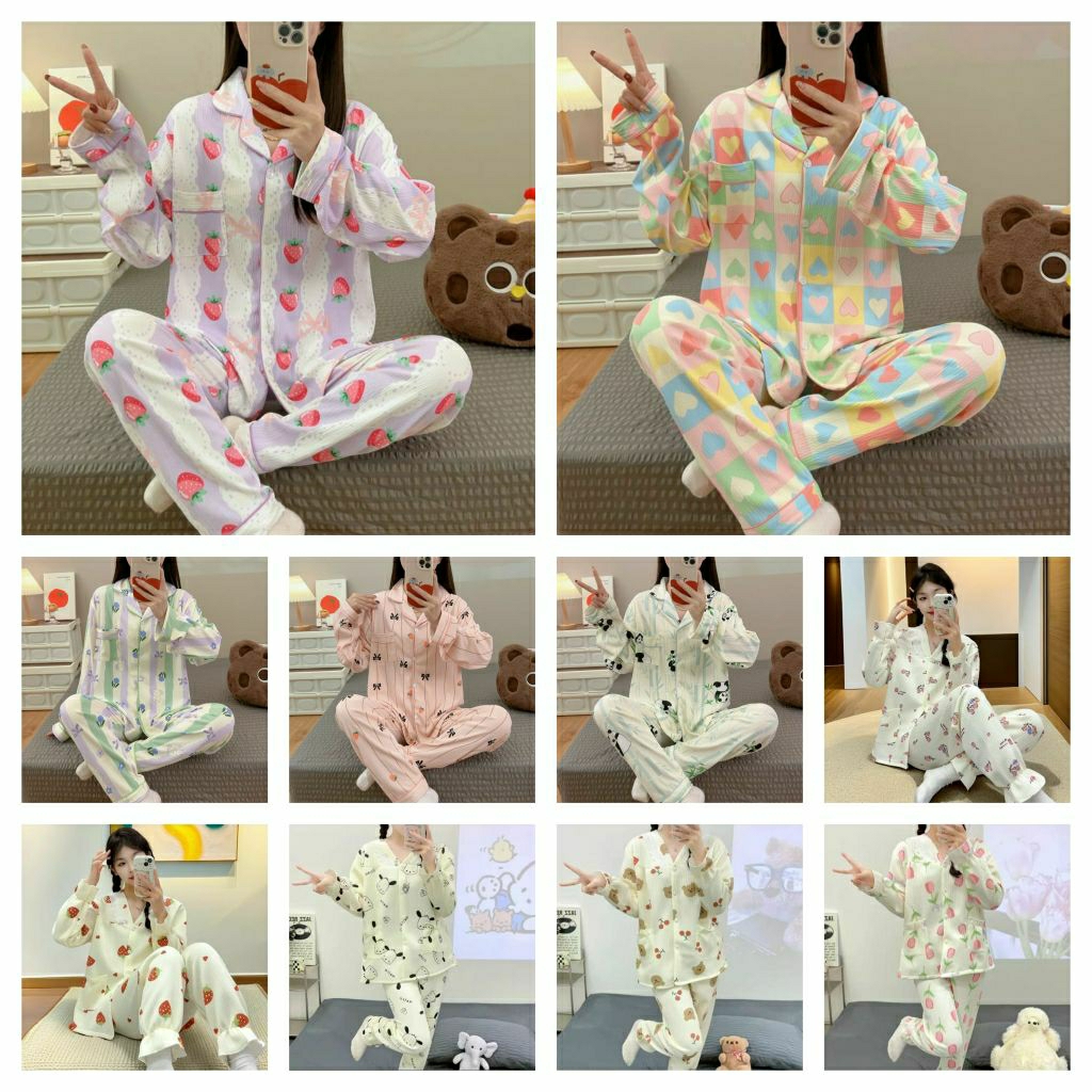 KEMEJA พรีเมี่ยม PP ปุ่มชุดชุดนอน/ชุดชุดนอนลูกไม้ผู้หญิงนําเข้า/ชุดนอน PP Babydoll เกาหลี